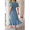 thumbnail image 2 of PRETTYGARDEN Women's Summer Floral Boho Maxi Dress Short Sleeve Wrap V Neck Ruffle Long Flowy Beach Wedding Guest Dresses, 2 of 7