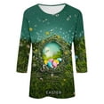 thumbnail image 5 of BiZtdJrK Womens 3/4 Length Sleeve Shirts Easter Eggs Graphic Tees Shirt Casual Round Neck Pullover Blouses Cute Rabbit Print Tunic Tops Multicolor L Back to College Sale, 5 of 6