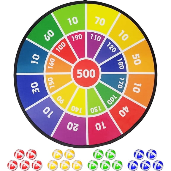 Meponn 29" Large Dart Board for Kids with 20pcs 1.77inch Velcro Sticky Balls, Indoor & Outdoor Sport Fun Party