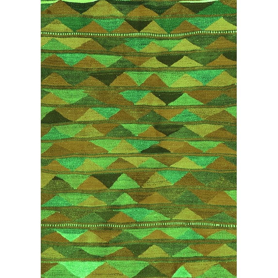 Ahgly Company Indoor Rectangle Oriental Green Traditional Area Rugs, 7' x 9'