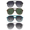 thumbnail image 1 of YDAOWKN Gafas de sol de aviador cuadradas retro para mujer y hombre, gafas de sol vintage de los años 70 con doble puente, 1 of 1