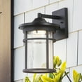 thumbnail image 4 of JONATHAN Y Campo 10.25" Outdoor Wall Lantern Crackled Glass/Metal Integrated LED Wall Sconce, Black, 4 of 7