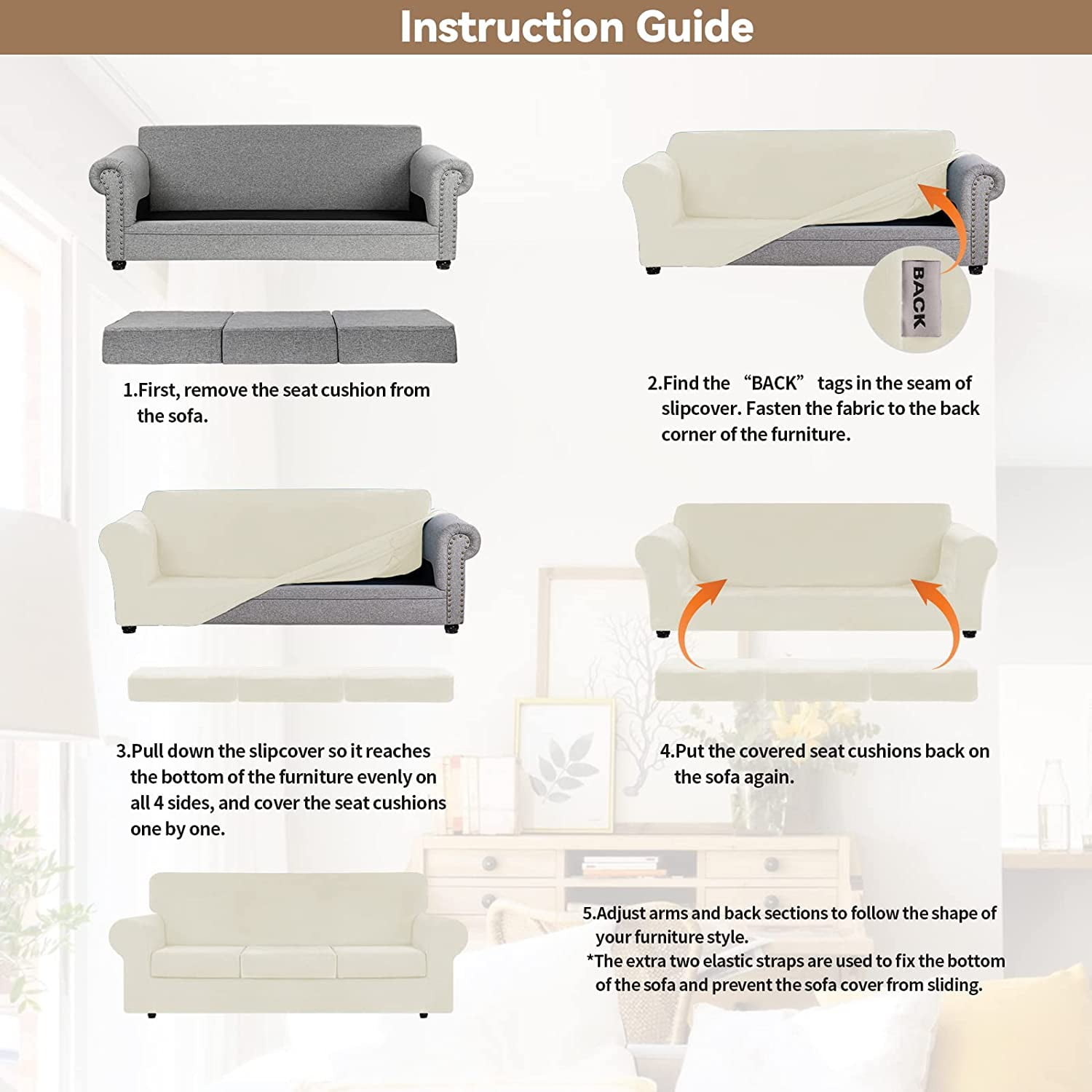 Sanmadrola Sofa Cover Slipcover Couch Cover Set for Chair Super Stretch Universal Slip Cover Furniture Protector 2 Pieces