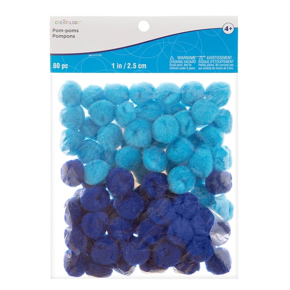 12 Packs: 80 ct. (960 total) 1" Blue Mix Pom Poms by Creatology™