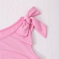 thumbnail image 5 of VBEWZET One Shoulder Bow Decor Girls Summer Dress, Ruched Waist Tiered Ruffle Cake Dress Girls Beach Vacation Birthday Outfit Pink 12-13 Years, 5 of 9