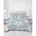 thumbnail image 2 of Quilts Twin-XL Size Bedding Set, Blue Starfish Coastal Lightweight Quilted Comforter, Nautical Summer Ocean Abstract Art Reversible Bedspread Coverlet with Pillow Covers for All Season, 68" x 98", 2 of 7