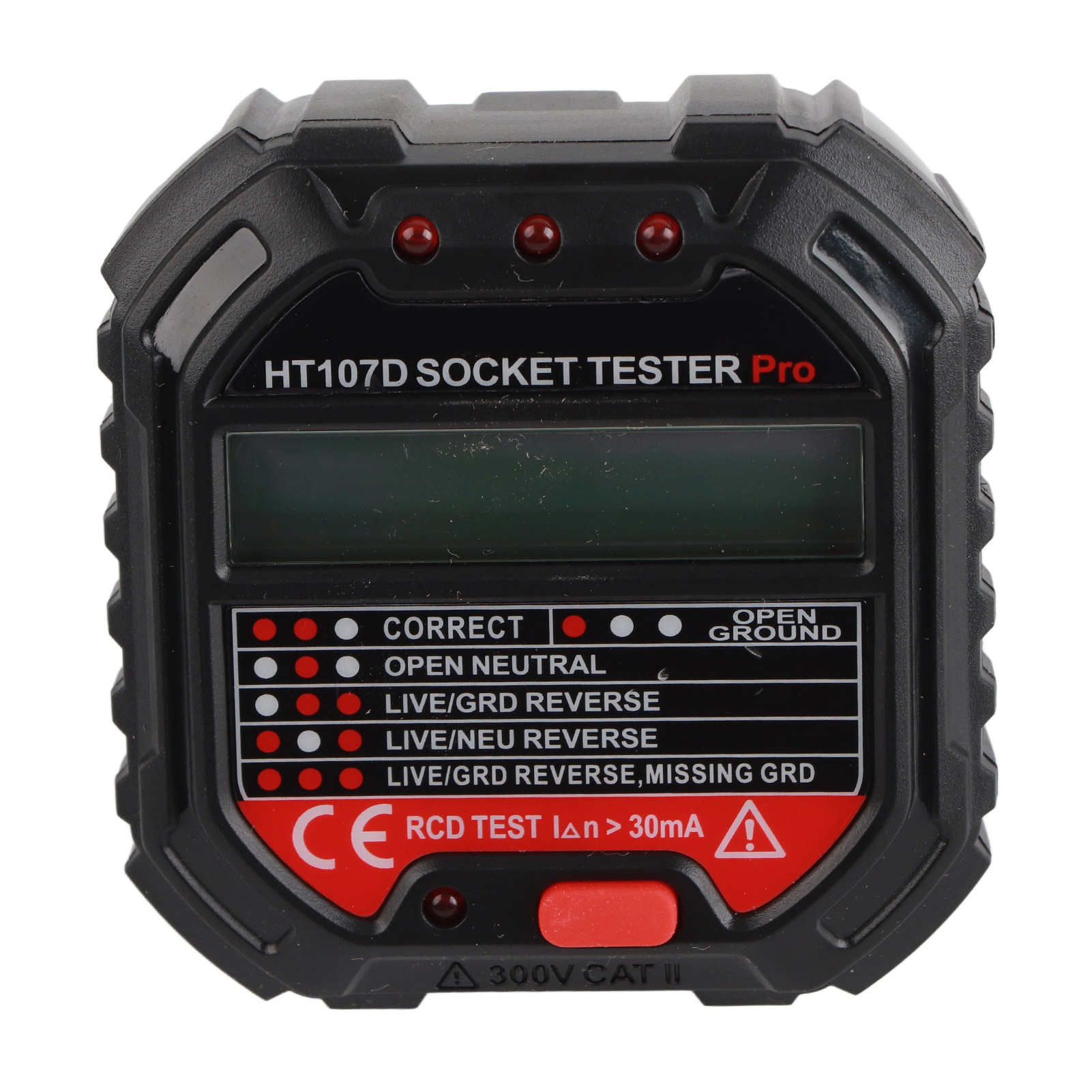 Tester Presa Elettrica HT107D Con Display LCD | Rilevatore Guasti 90-250V Con Test RCD 30mA | Per Casa, Officina E Manutenzione Elettrica