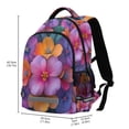 thumbnail image 2 of FORMRS Unisex Backpack Elementary School Travel Bookbag with Reflective Stripes, Large Purple Flowers, 2 of 7
