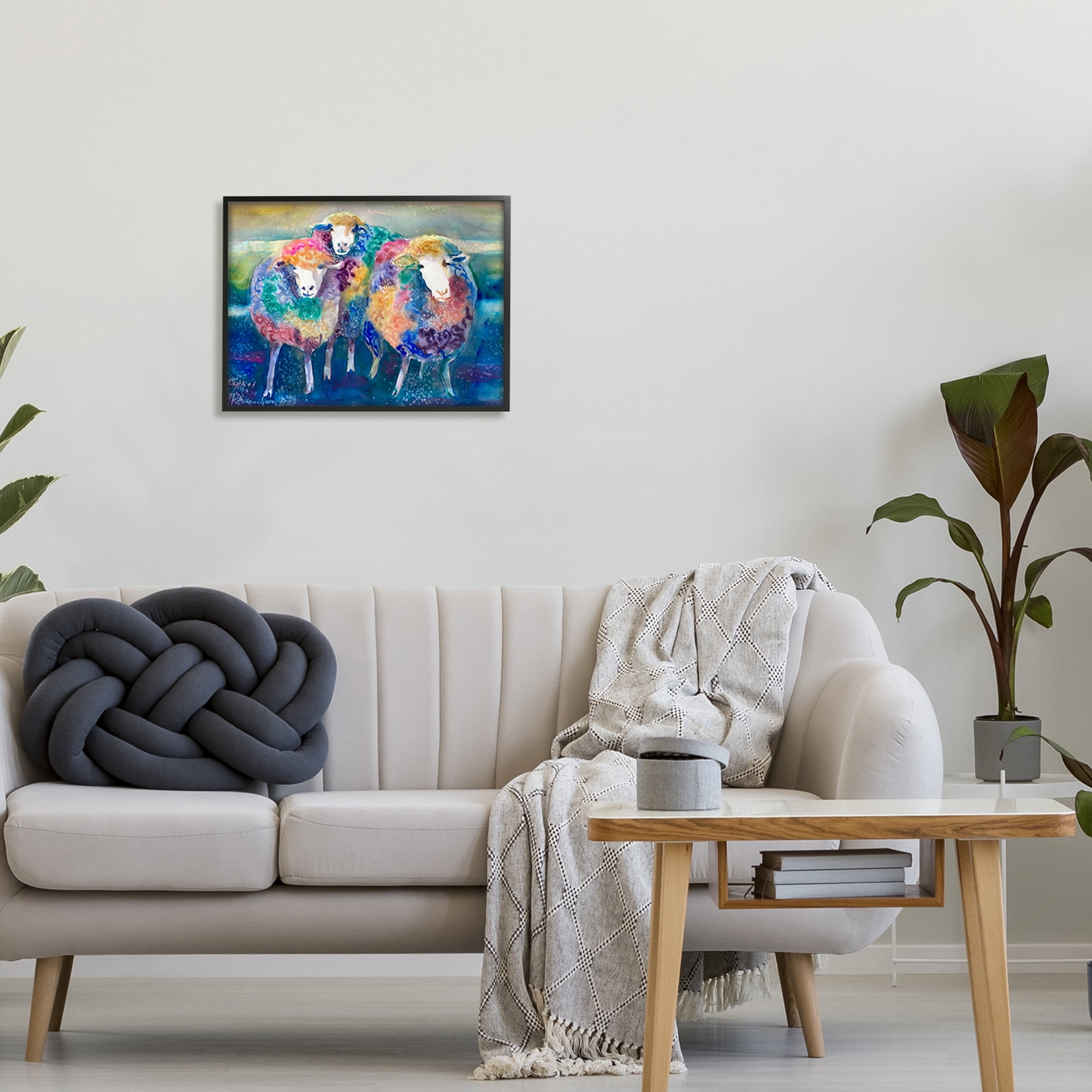 Stupell Industries Fun Cute Bold Rainbow Farm Sheep Design , 20 x 16, Design by MB Cunningham