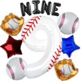 thumbnail image 1 of Yanonmyfd Baseball Balloons 1st Birthday Decorations for Boy, 40 Inch Number 1 Balloon Rookie of the Year First Birthday, Baseball Party Decorations Sports Theme Foil Mylar Balloon,Set,9th, 1 of 15