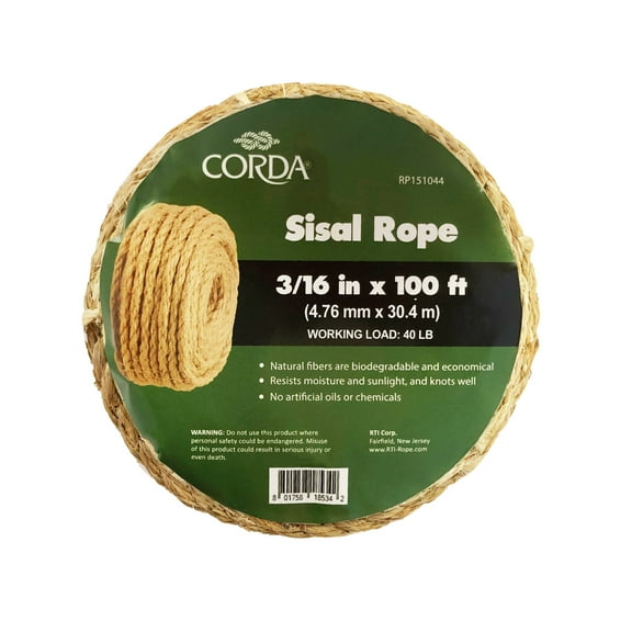 Corda Sisal Rope, 3/16" x 100'