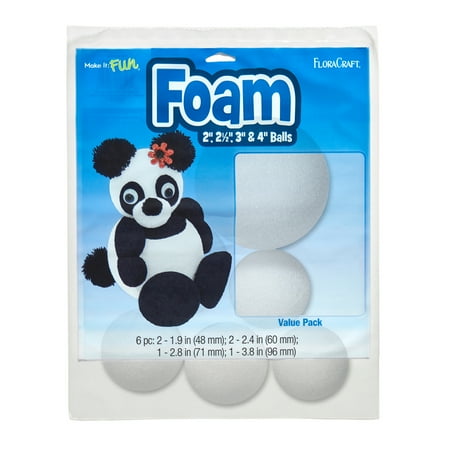 Floracraft Foam 6 Piece Ball Assorted Sizes White 2 Piece