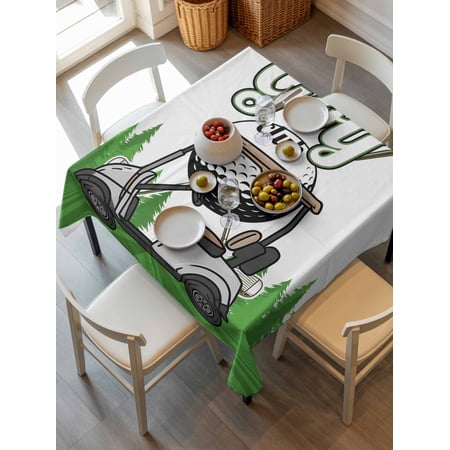 Golf Tablecloth Square Table Cloth 60x60 Waterproof Outdoor Table Cloth Covers Decorative Table Protector Green Forest Tree Balls Clubs Sports Cartoon Washable Table Cover for Kitchen Dinning Party