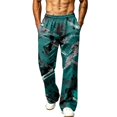 thumbnail image 3 of Hsovts Camo Sweatpants for Men Loose Baggy Straight Leg Elastic Waist Running Fashion Trousers Workout Pant with Pockets Green 2XL, 3 of 8