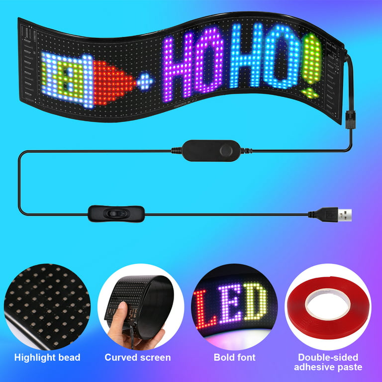 DIY Scrolling LED Sign Matrix Panel Screen Car Rear Window Sign Sticker LED  Light Message Display Board For Shop Bar Car ,Android/iOS