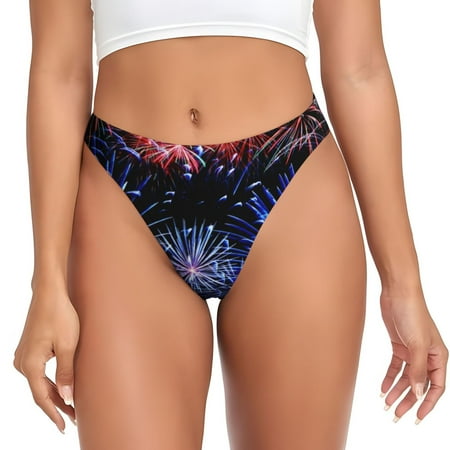 Adobk Glasses And Fireworks Print Seamless Women Underwear Thongs No Show Ladies Thong No Line Breathable Comfortable Panties Undies for Women-3X-Large