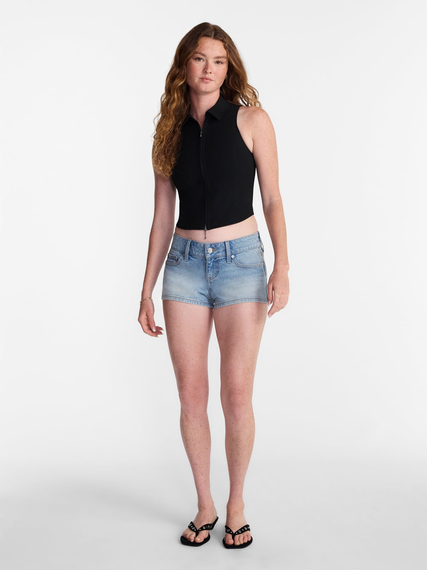 No Boundaries Low Rise Denim Shortie Shorts, 2'' Inseam, Women’s 00-20