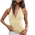 thumbnail image 2 of Rciityk Halters Tank Top for Women V Neck Sleeveless Shirts Summer Beach Hawaiian Clothes Solid Color Backless Slim Tanks, 2 of 8