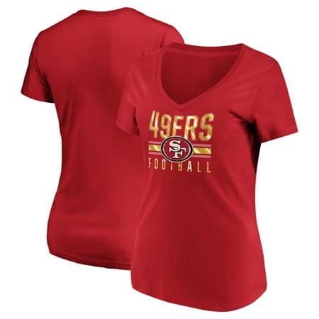 - Women's Majestic Scarlet San Francisco 49ers Game Day Style V-Neck T-Shirt