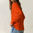 thumbnail image 4 of HTNBO Long Sleeve Shirts for Women Cotton Crewneck Tops Oversized Tshirts Basic Tee Shirts, 4 of 8