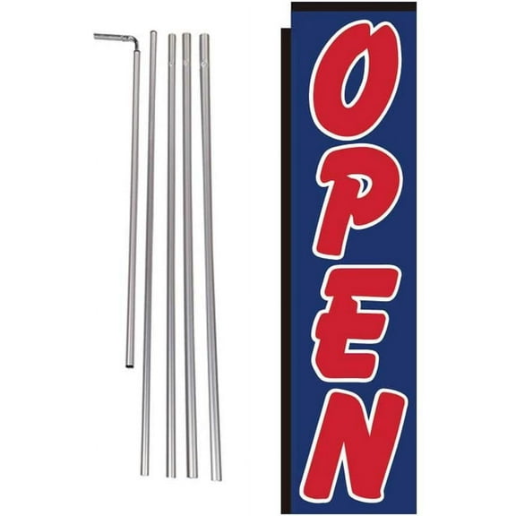 Open Advertising Rectangle Feather Banner Flag Sign with Pole Kit and Ground Spike