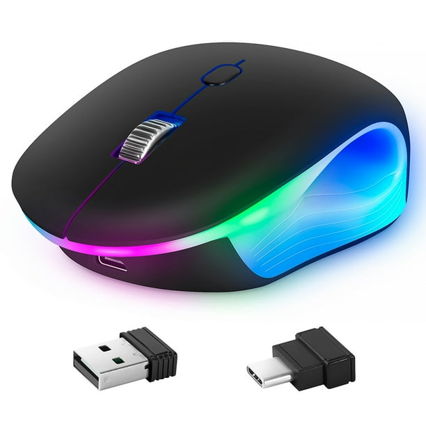 Injueey Ratón inalámbrico resistente y duradero para un cómodo control inalámbrico Ratones Bluetooth recargables Juegos de teclado y mouse para computadora negro