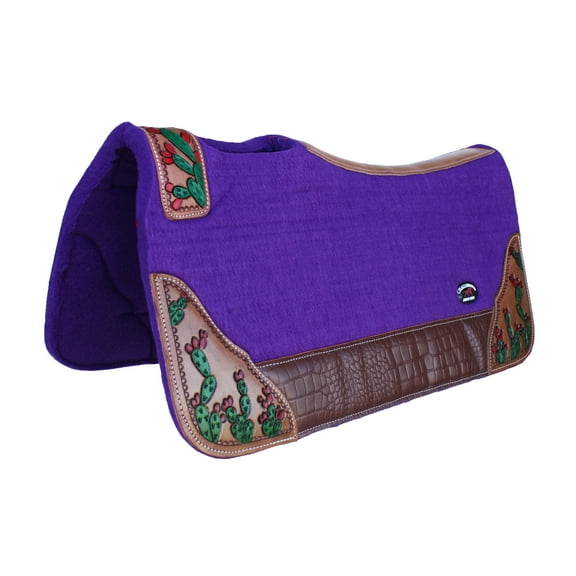 Horse 32" x 30" Western Contoured Wool Felt Therapeutic Saddle Pad Purple 39218PR