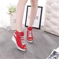 thumbnail image 2 of Women's Sneaker Shoes High Heel Fashionable Canvas Shoes High Tube Lace Up Wedge Edge Zipper Slope Angle Shoes Size 4-11, 2 of 17