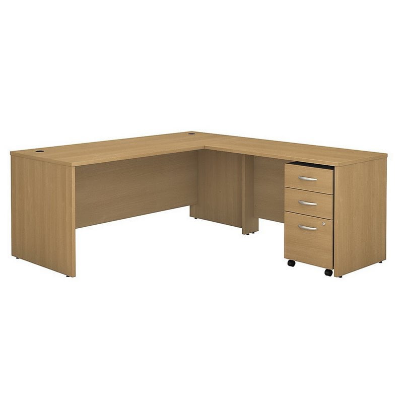 Series C 72W L Shaped Desk with Drawers in Light Oak Engineered Wood