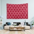thumbnail image 5 of Moroccan Trellis Red Tapestry Wall Hanging Tapestries Happy Colorful Hippie Psychedelic Art Polyester Carpet Wall Decorative for Living Room Bedroom 60x51inch, 5 of 7