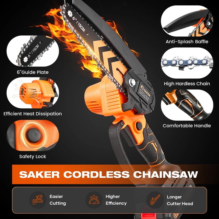 Saker Mini Cordless Chainsaw 6 inch, 22V Battery photo 2