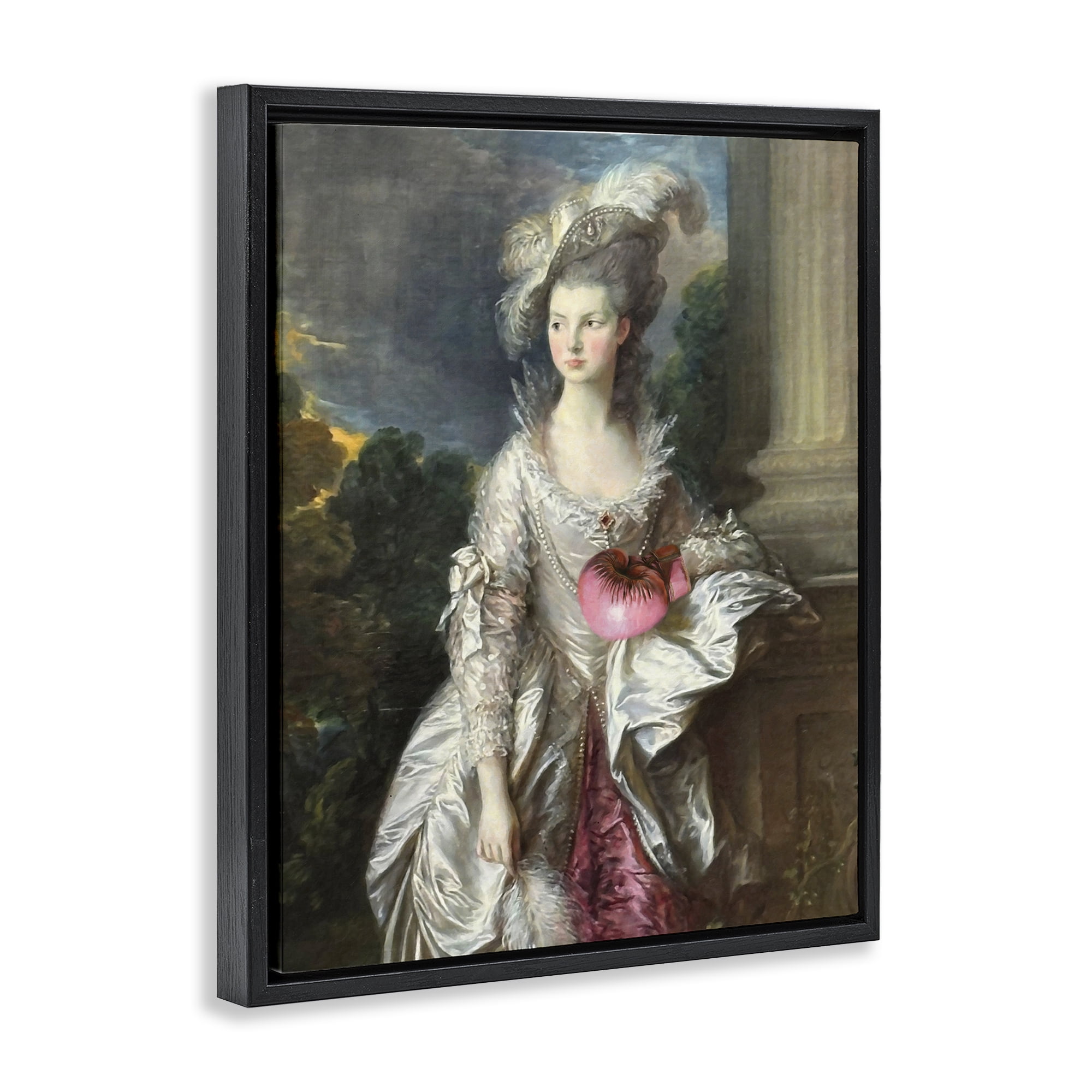 Stupell Industries Historical Lady with Boxing Glove Black Framed Floater Canvas Wall Art, design by Grotto Studios