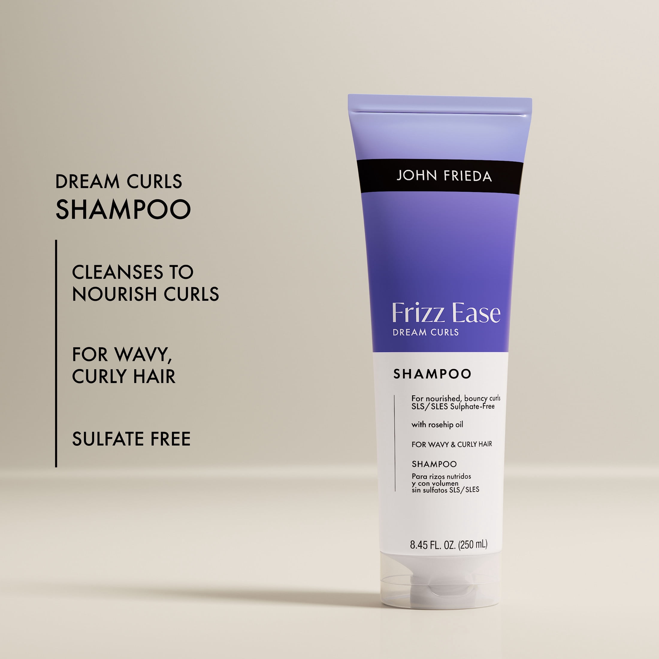 John Frieda Frizz Ease Dream Curls Shampoo, Curly Hair Shampoo for Wavy and Curly Hair, 8.45 fl oz