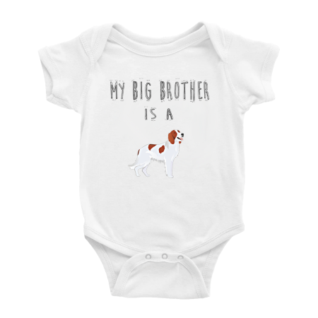 

My Big Brother Is A Irish Red And White Setter Dog Cute Baby Clothing Bodysuits Boy Girl Unisex