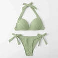 thumbnail image 5 of UPPADA High Waisted Womens Bikini Sets Two Piece Swimsuits Color Block Flattering Bathing Suits Bikini Sets 2 Piece Swimsuit Scoop Neck Spaghetti Straps Swimwear Green,L, 5 of 6