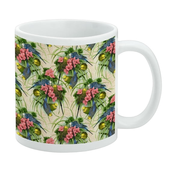 Budgie Budgerigar Parakeet Bird Pattern White Mug