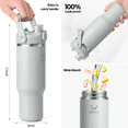 thumbnail image 2 of GEDUX 32oz Stainless Steel Tumbler with Handle and Straw, Vacuum Insulated Water Bottle with 2-in-1 Lid (Chug/Straw) and Silicone Boot，Keeps Drinks Hot and Cold, 2 of 6