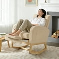thumbnail image 1 of Kojooin Solid Wood Frame Glider Rocking Chair with Teddy Plush Fabric, Adjustable Footrest and Ottoman, 1 of 5