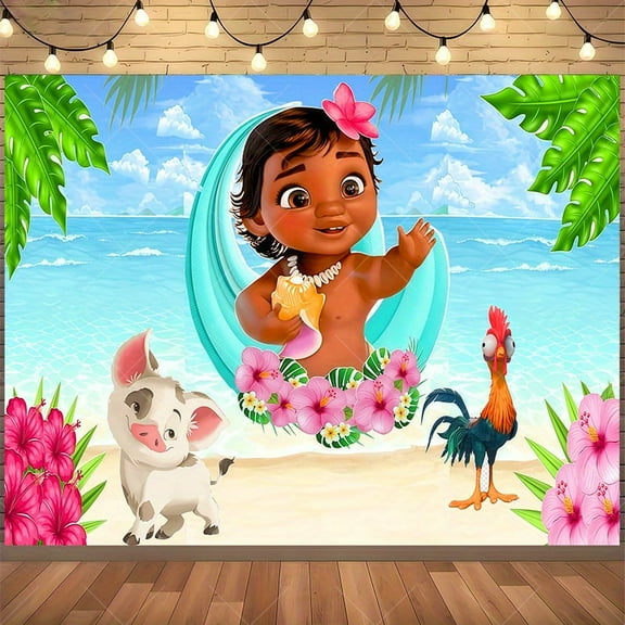 "Happy Birthday" Moana background banner, a vibrant polyester decoration for classrooms and offices, the perfect gift for family and friends, holiday background | Vibrant party banner
