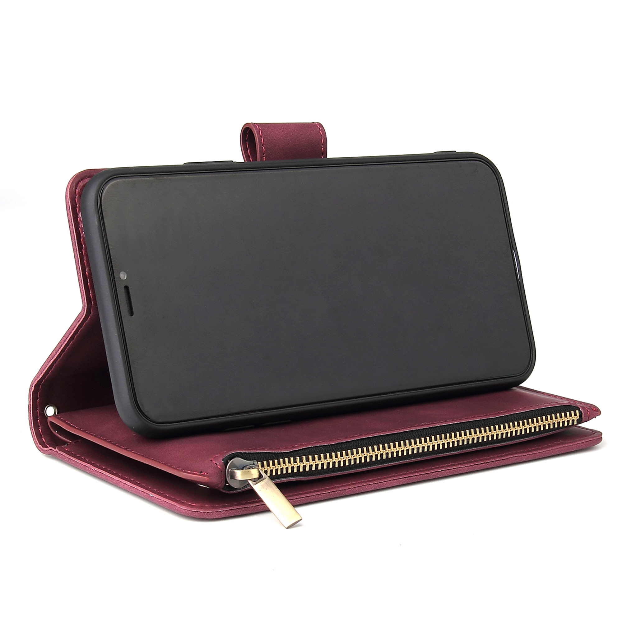 Dteck iPhone 11 Wallet Case, Wine Red photo 6