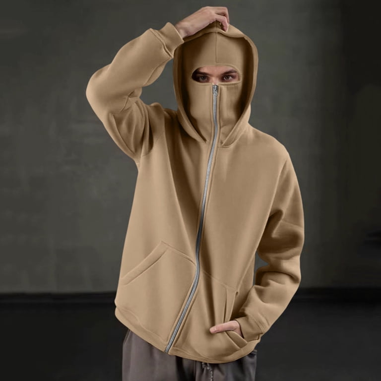 FUKUさま★REVERSIBLE BALACLAVA HOOD ベージュ VINUSLI Hoodies for Women Zip Up Lightweight Balaclava Hoodie with