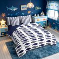 thumbnail image 2 of meiyoeat Ink Pike Fish Twin Bedding for Men Boys, Kawaii Rustic Animal Bedding Comforter Set, White Navy, Blue Reversible, 7pcs, 2 of 6