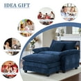 thumbnail image 7 of Gexpusm 40" Chenille Accent Chair with Ottoman - Ultra-Comfy Single Sofa Chair for Living Room, Bedroom & Apartment, Dark Blue, Ideal for Reading and Relaxing, 7 of 7