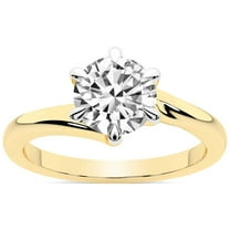 IGI Certified 3 Carat Round Shape Lab Grown Diamond Engagement Ring | 14K Yellow Gold | Seraphina Twist Prongs Solitaire Diamond Ring | FG-VS1-VS2 Quality Friendly Diamonds
