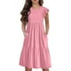 thumbnail image 3 of Teen Girls Dresses Casual Summer Midi Dress with Pockets Short Sleeve Loose Fit Flowy Sundress for Beach Party ,Sie:90, 3 of 9