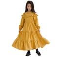 thumbnail image 2 of KYAIGUO Kids Toddler Girls Spring Corduroy Dress Baby Fall Ruffle Long Sleeve Dresses Onesies Ankle-Length Skirt for 5-14T, 2 of 9