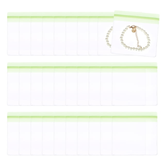 Uxcell 30 Pcs Bolsas de Almacenamiento de Joyería de Plástico Transparente con Cierre, Verde (4 x 4 Pulgadas)
