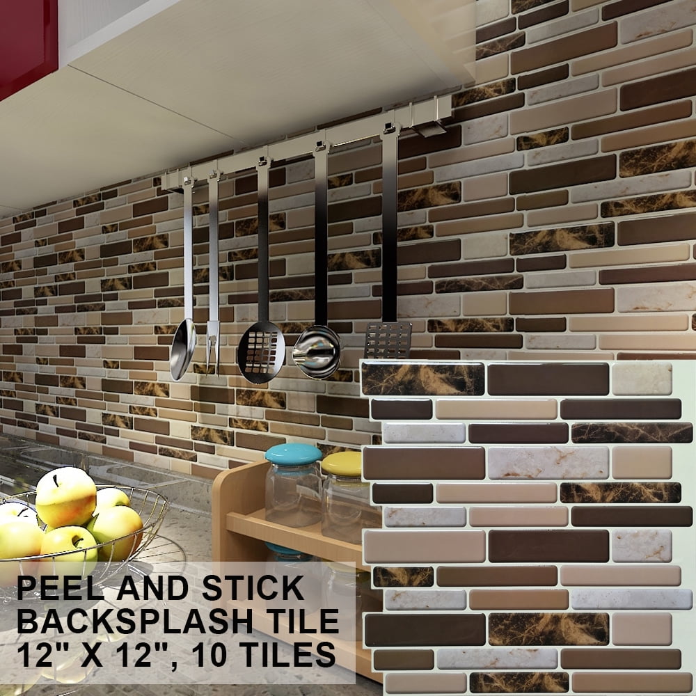 Art3d Peel And Stick Backsplash Tile Brown Marble Wall Tile 12 In X 12