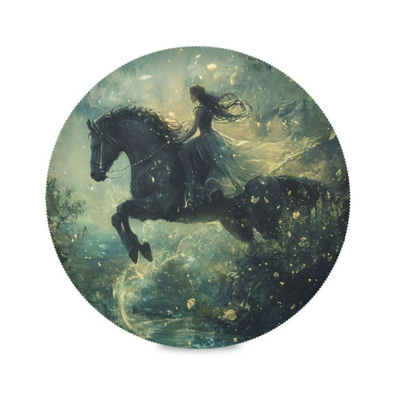 Round Plate Mat 15.4x15.4 Inchesx1 Placemat Table Mat Kitchen Mat Coffee Mat Fabric Thick, Strong Wear-Resistant, Heat Resistance Equestrian Beauty