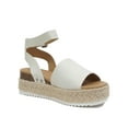 thumbnail image 2 of Soda Topic Open Toe Buckle Ankle Strap Espadrilles Flatform Wedge Casual Sandal, 2 of 5